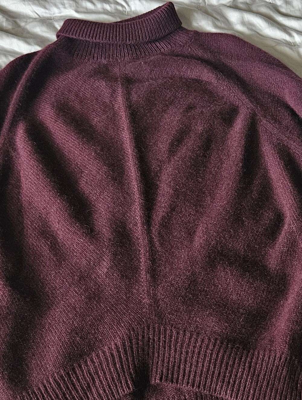 Women's Mock Neck Yak Wool Sweater in Deep Burgundy Sz L